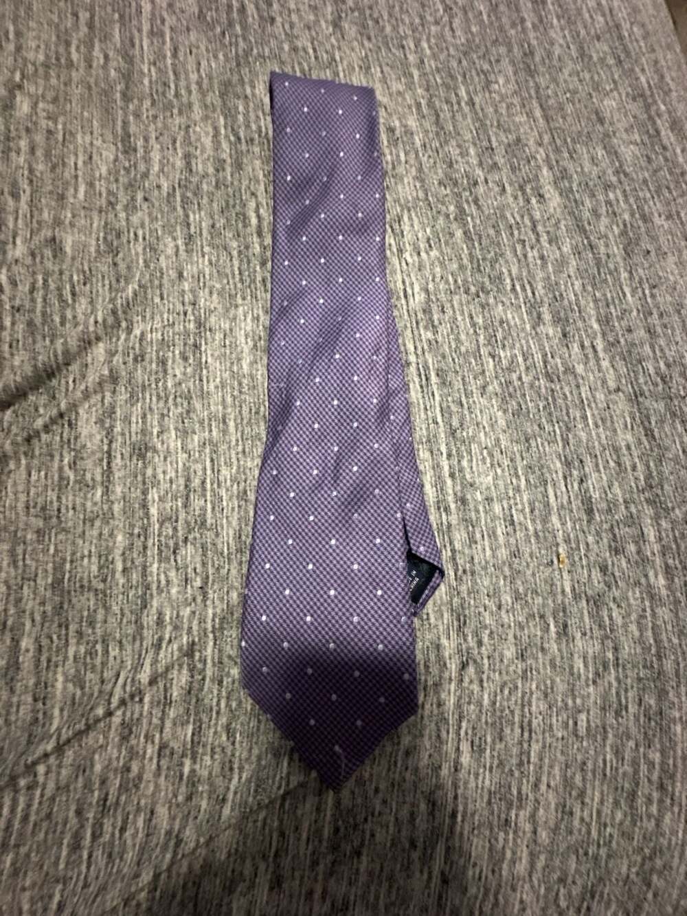 Club Room Men's Purple Houndstooth Polka Dot 100% Silk Neck Tie